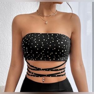 Women’s Heart Crisscross tie Tube Top Size Small